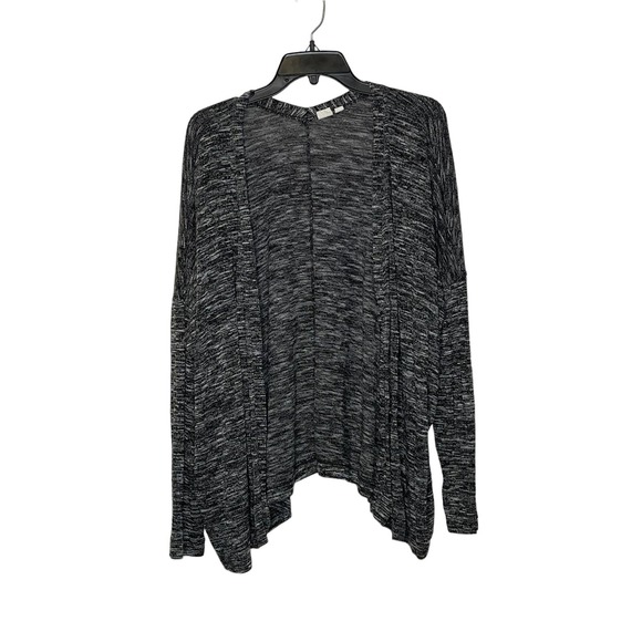 Gap Open Cardigan Sweater‎ Size Large Black White Heather 3/4 Sleeve Stretch - Picture 1 of 8